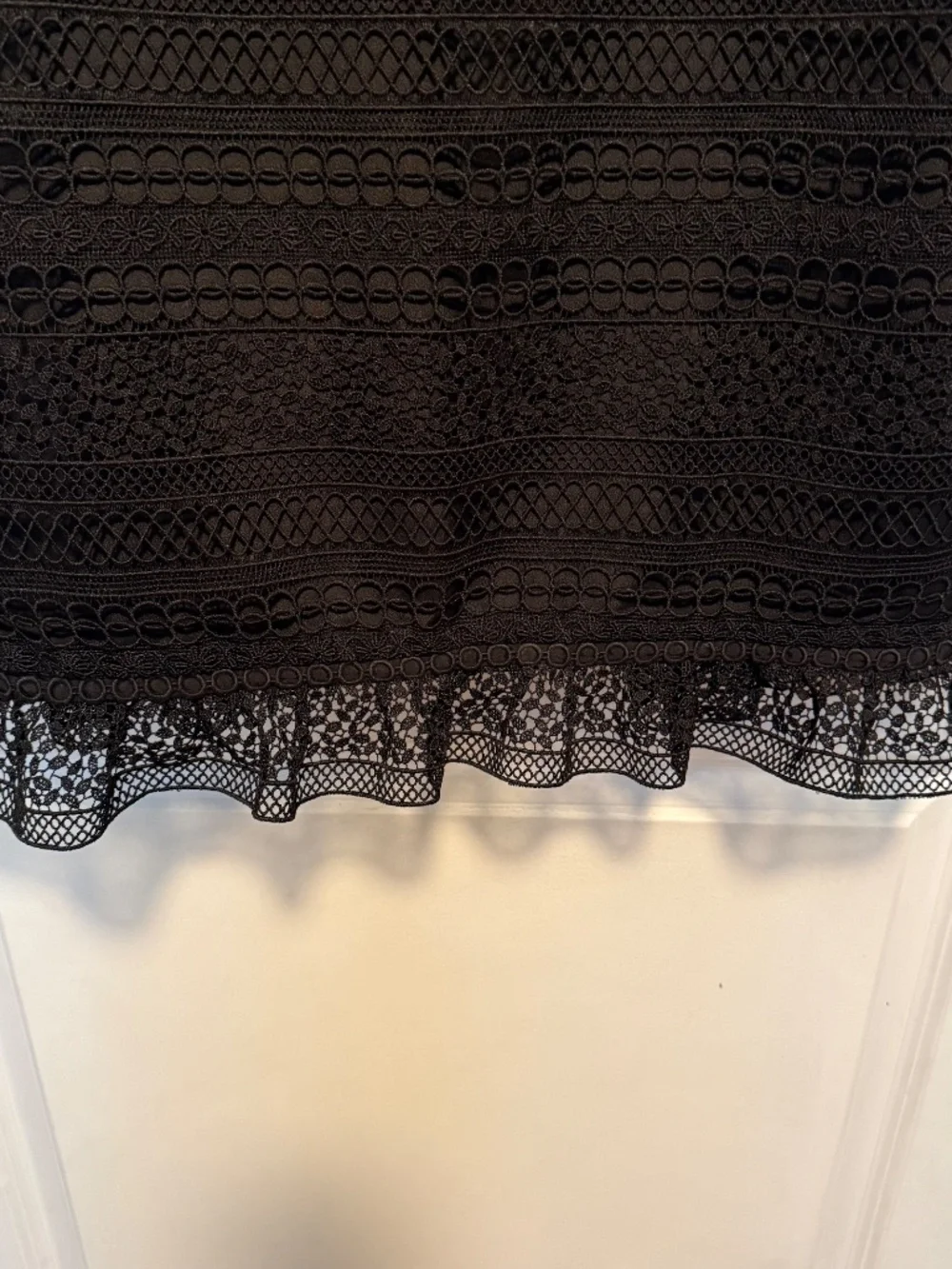 J. Crew Black Mixed Lace Cap Sleeve Ruffed Dress Size 8